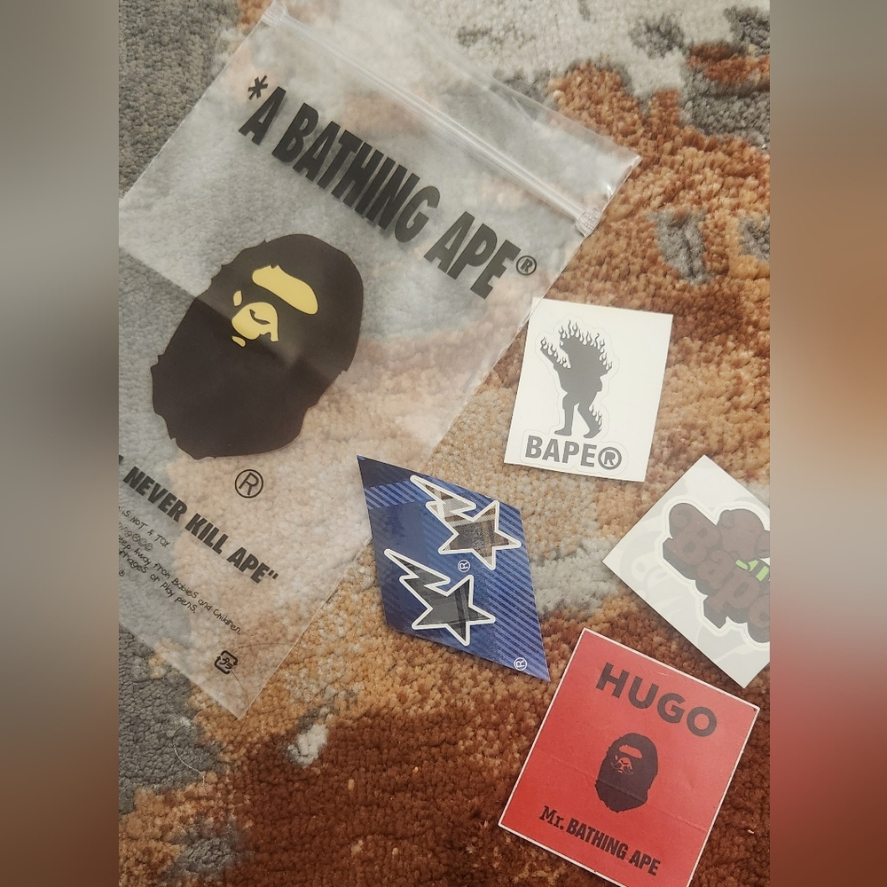 A Bathing Ape Sticker Set Collection And Bag